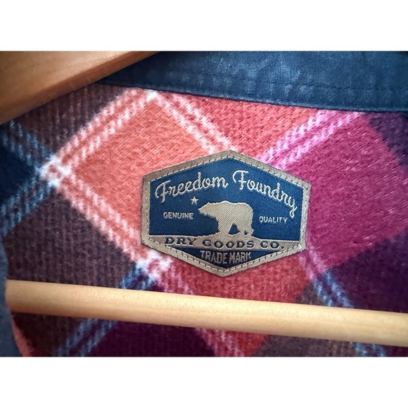 Freedom Foundry Men's Plaid Flannel Shirt Jacket Large Red Orange Black - Picture 3 of 7